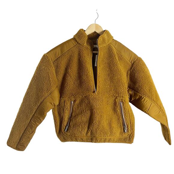 Madewell Brown Faux Shearling Half Zip Pullover Sweater Size Small - Picture 2 of 12